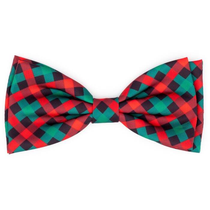 The Worthy Dog Bow Tie Multicolored Holiday Check