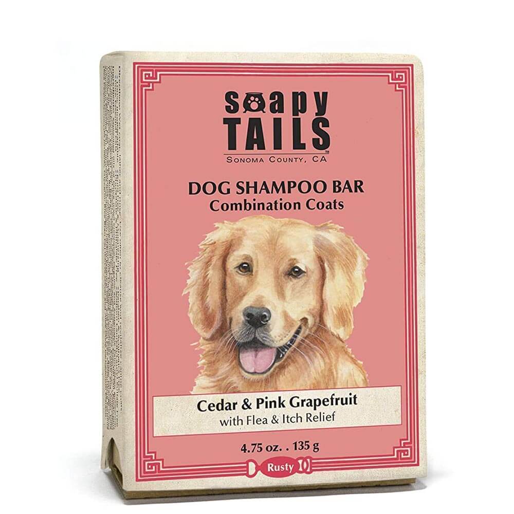 Soapy Tails Dog Shampoo Bar for Combination Coats - Cedar & Pink Grapefruit