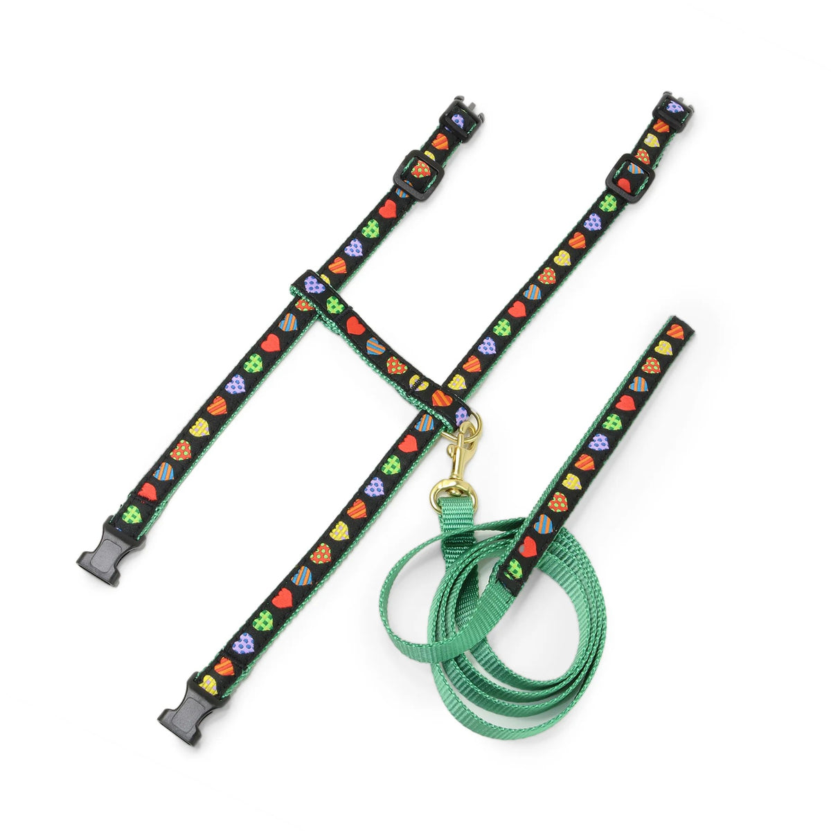 Up Country Cat Harness & Lead Set Colorful Hearts
