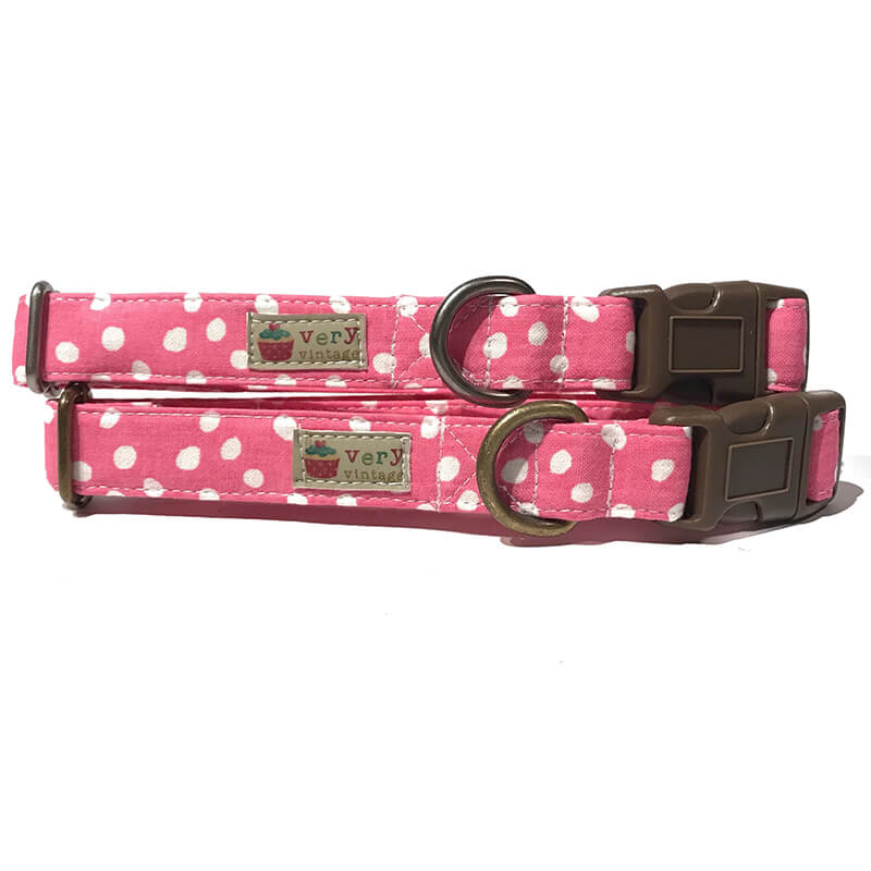 Very Vintage Organic Cotton Collar Avery Pink & White Polka Dots