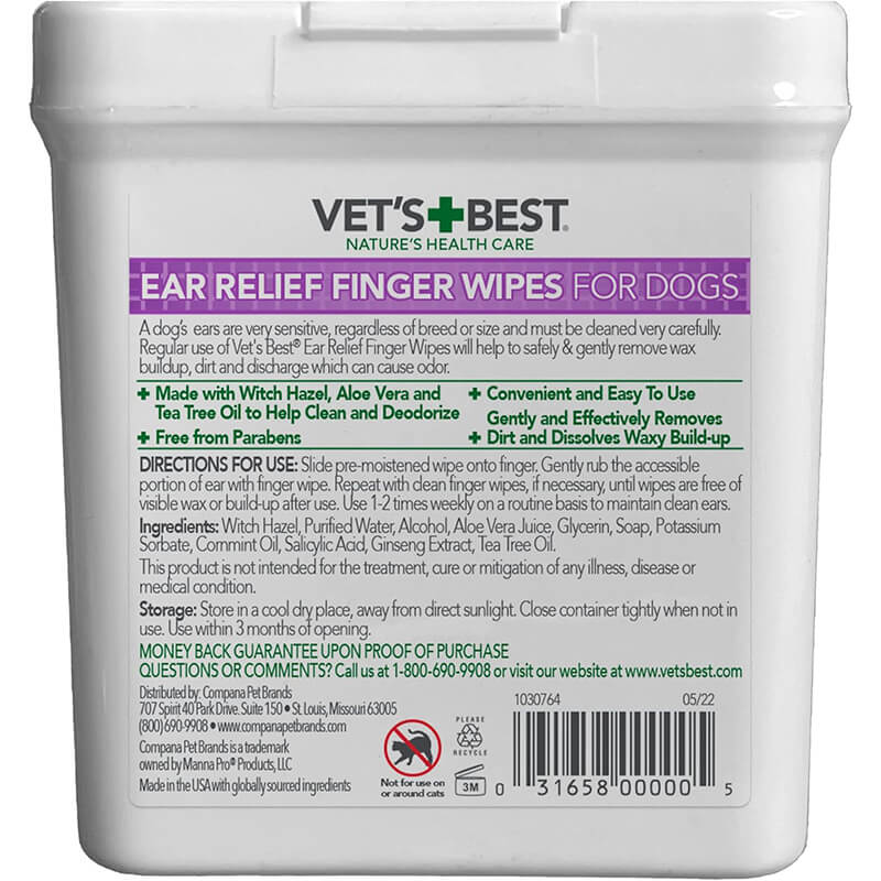 Vet's Best Ear Relief Finger Wipes