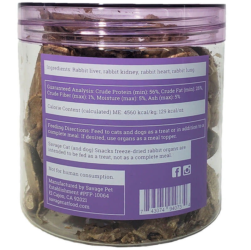 Savage Cat Freeze-Dried Assorted Rabbit Organs