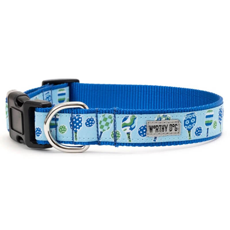 The Worthy Dog Collar Blue Pickleball