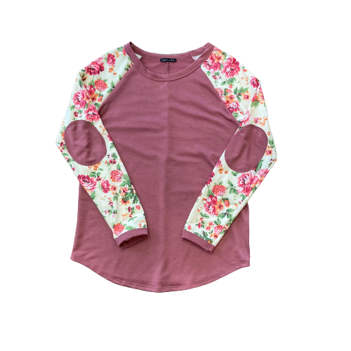 Trend Notes Floral Raglan Long Sleeve - Rust