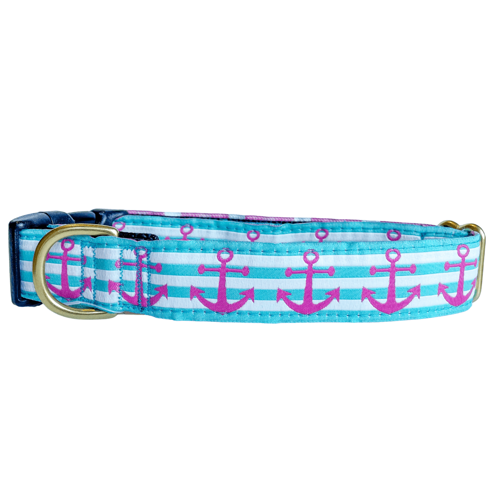 Mackenzie Collars Pink Anchors on Stripes