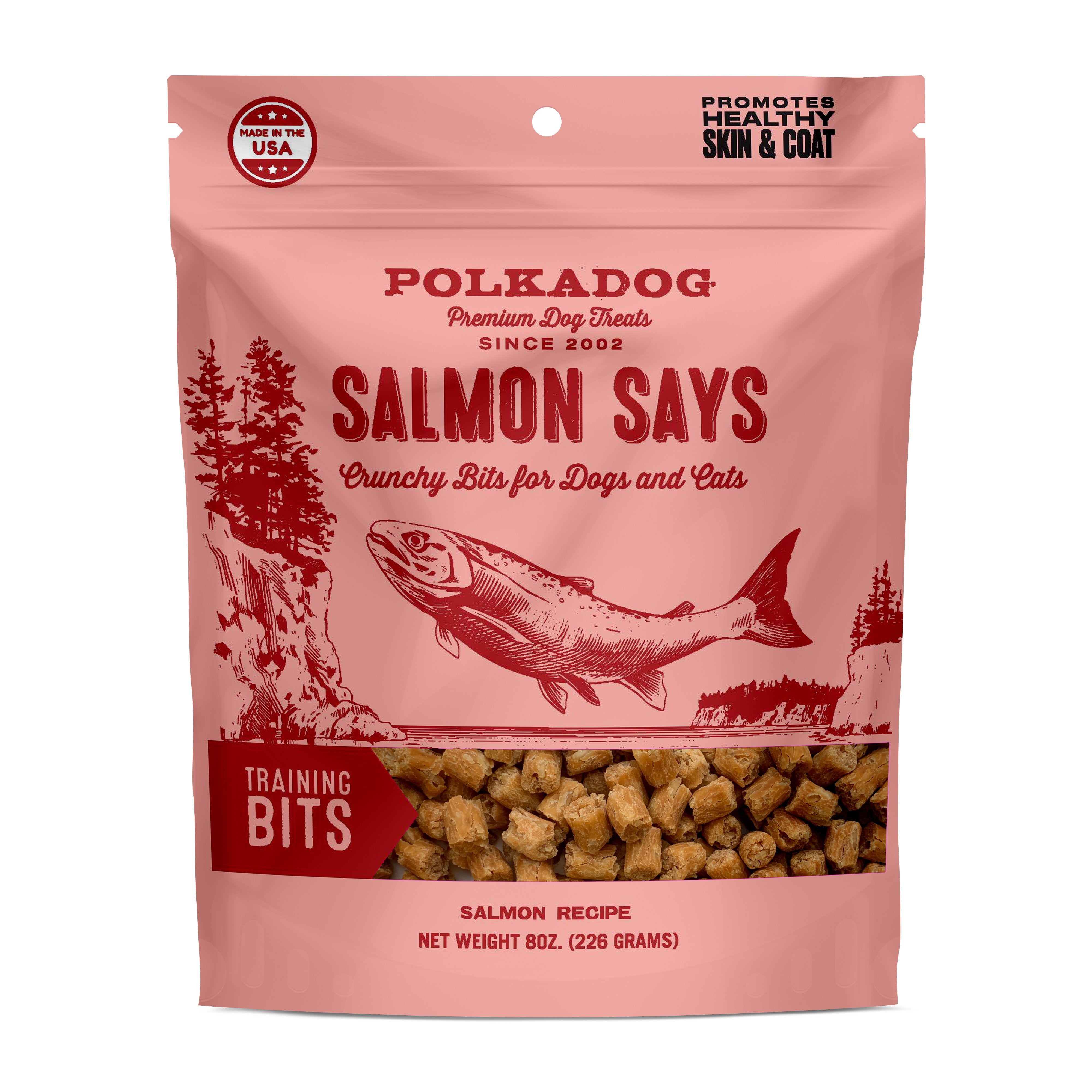 Polka Dog Salmon Says Crunchy Salmon Training Bits