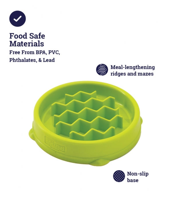 Petstages Kitty Slow Feeder Bowl Green