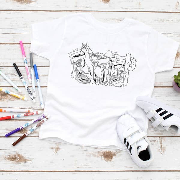 Squishy Faces Kid's Horse Coloring T-Shirt