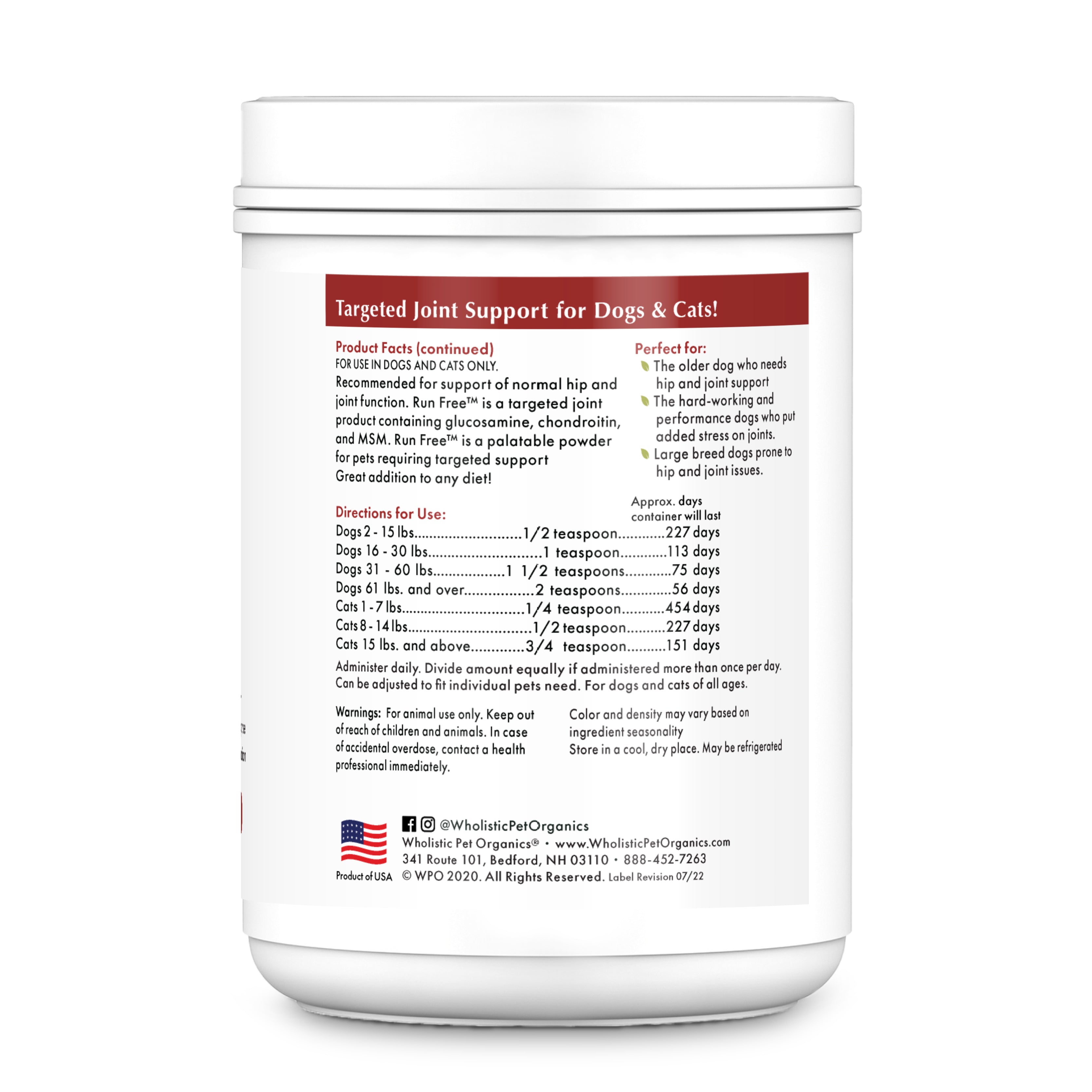 Wholistic Pet Organics Run Free