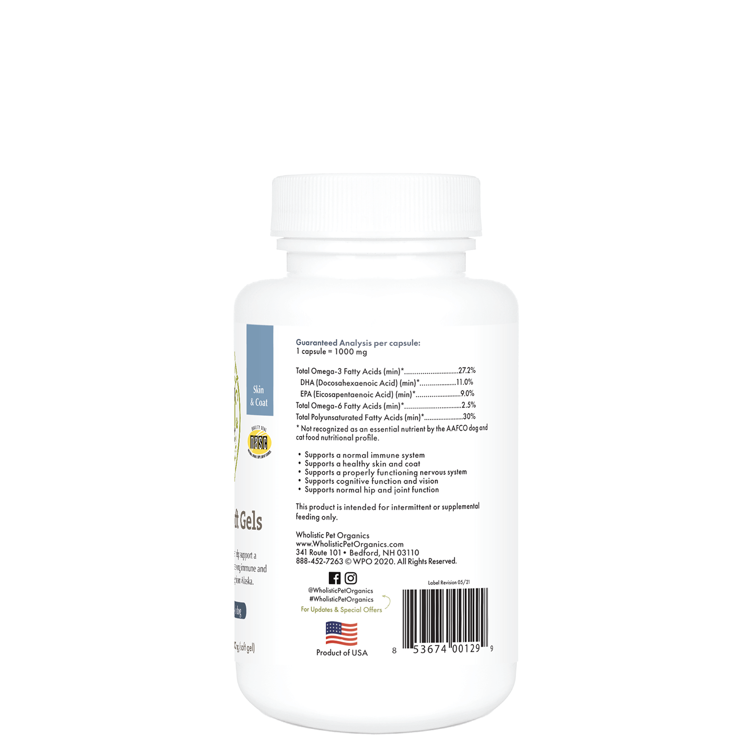 Wholistic Pet Organics Wild Salmon Oil Soft Gels