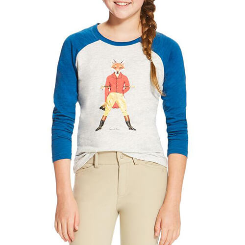 Ariat Girls Fox As Hunter Graphic Tee Heather Grey