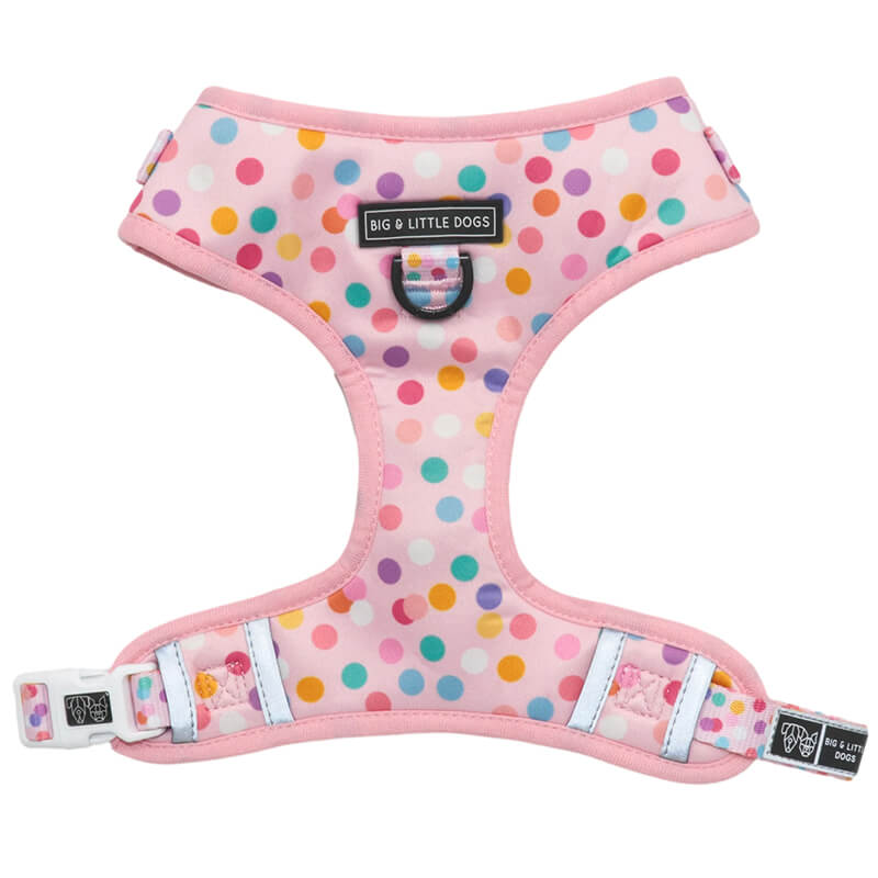 Big and Little Dogs Adjustable Harness: Pink Confetti