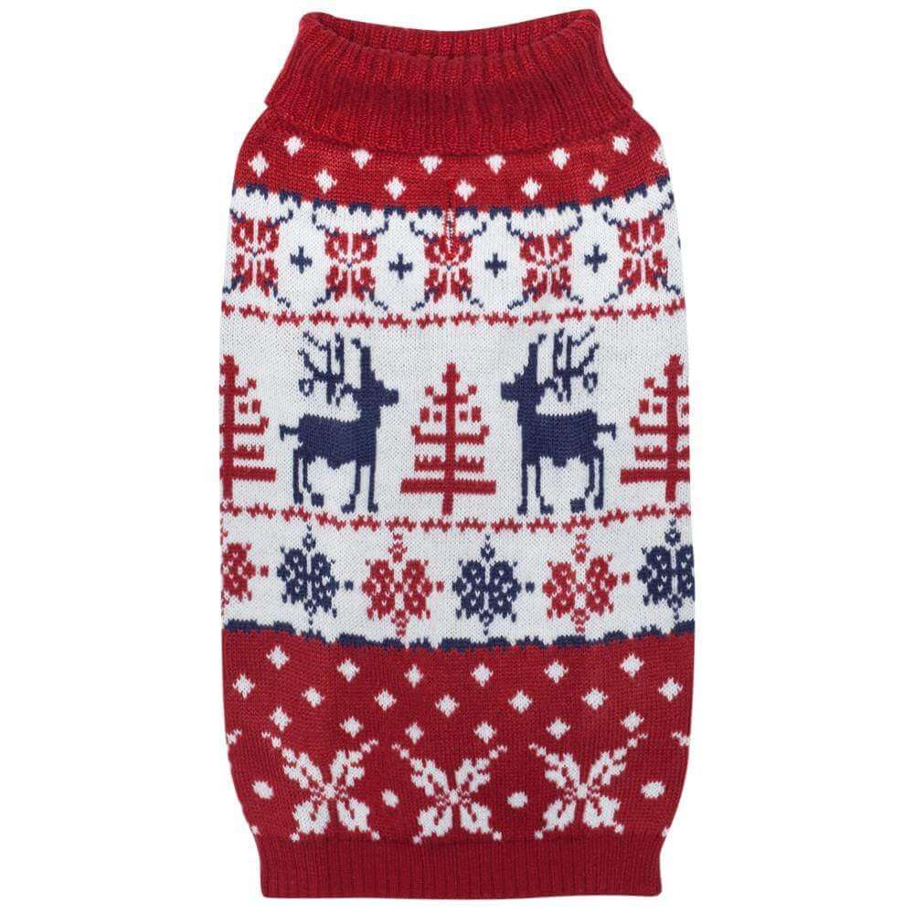 Blueberry Pet Vintage Reindeer Matching Family Christmas Sweater Red/Blue