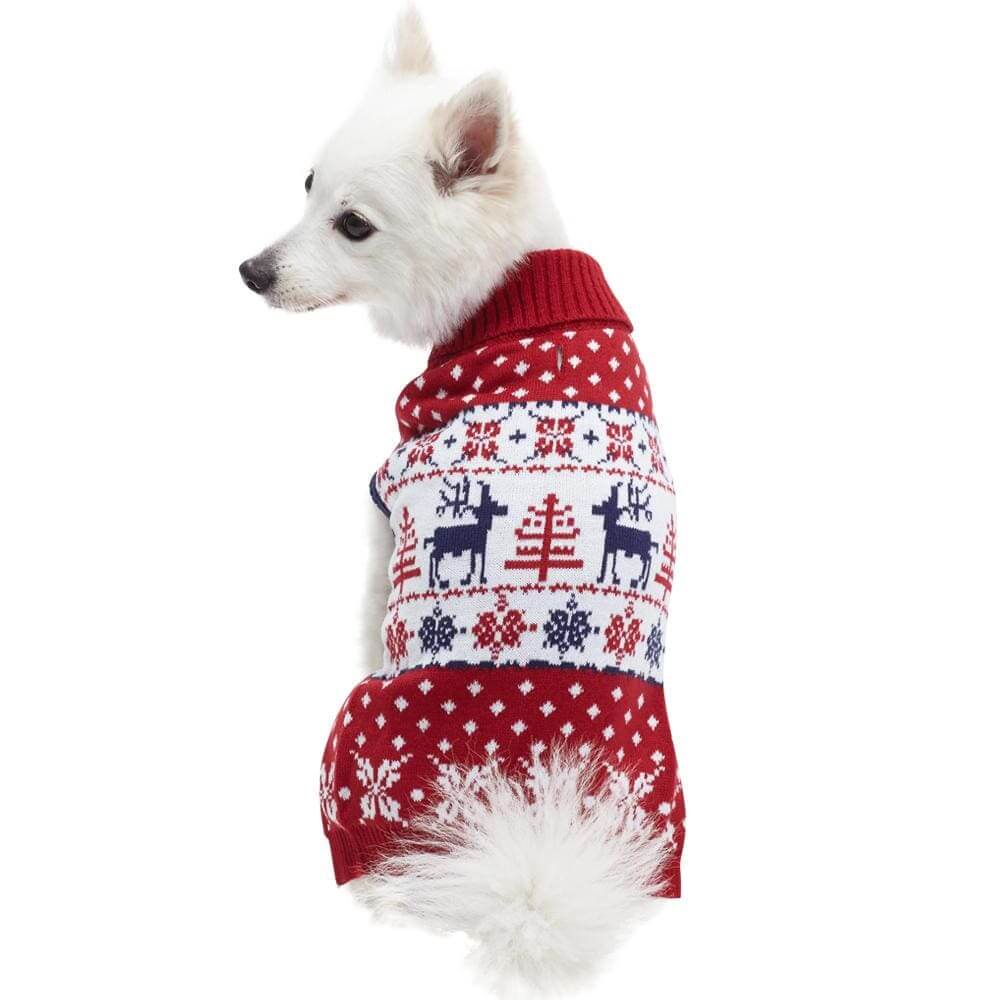 Blueberry Pet Vintage Reindeer Matching Family Christmas Sweater Red/Blue