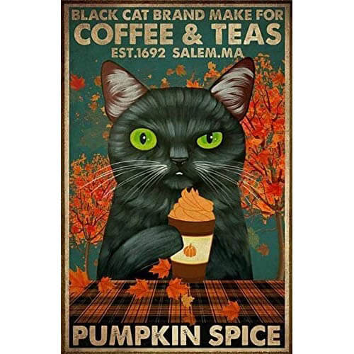 Halloween Tin Cat Signs Pumpkin Spice