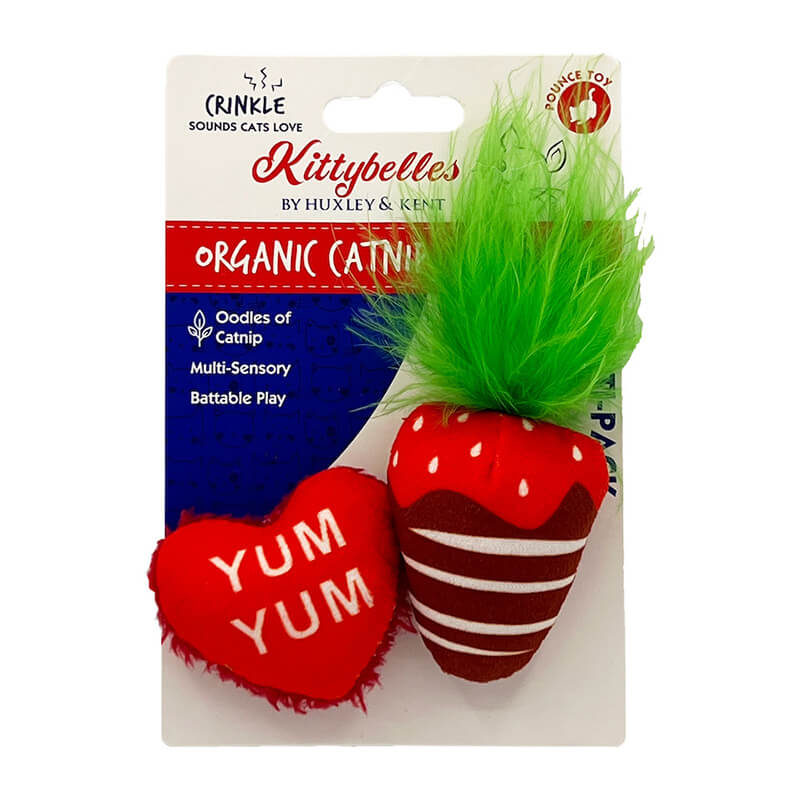 Kittybelles Chocolate Strawberry/Convo Heart 2pk Cat Toy