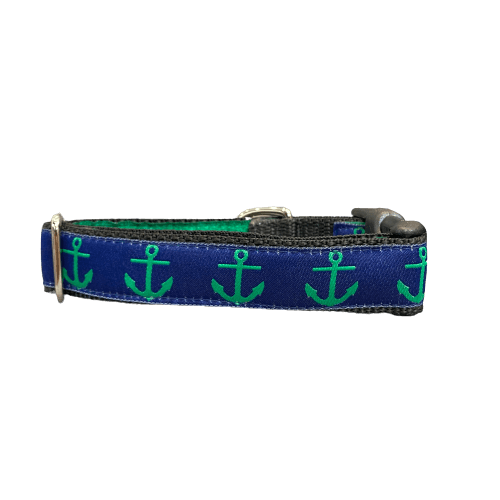 Mackenzie Collar Green Anchors on Navy