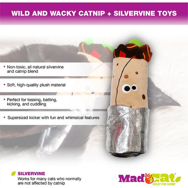 Mad Cat Purrito Kicker Cat Toy with Catnip & Silvervine