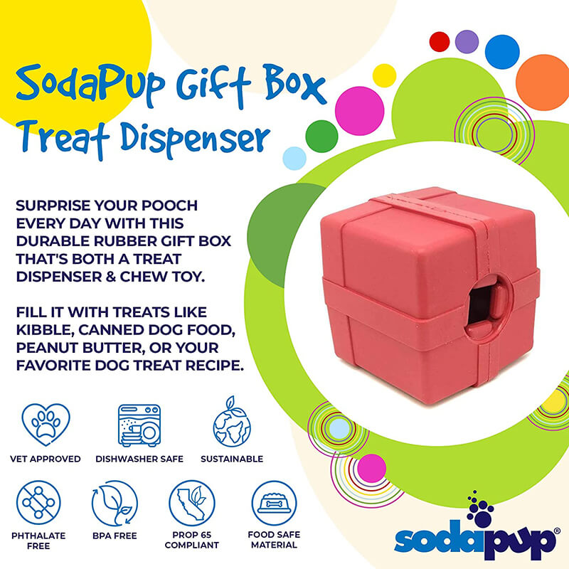 SodaPup Treat Dispenser Holiday Gift Box Chew Toy