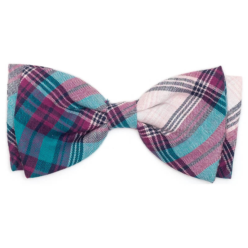 The Worthy Dog Bow Tie Teal/Purple Plaid