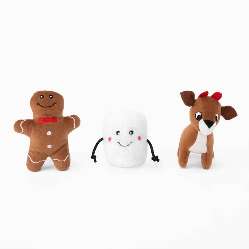 Zippy Paws Holiday Miniz 3-Pack Santa's Friends
