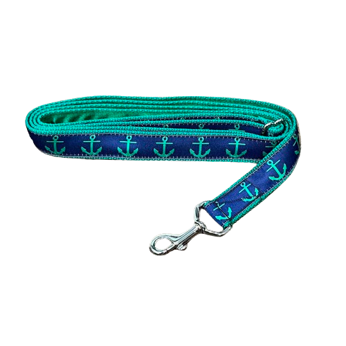 Mackenzie Leash Green Anchors on Navy