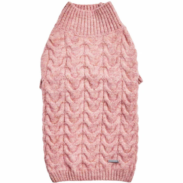 Blueberry Pet Fuzzy Knit Turtle-Neck Sweater Pink