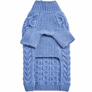 Blueberry Pet Fuzzy Knit Turtle-Neck Sweater Heather Blue