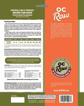 OC Raw Freeze-Dried Sliders Chicken, Fish & Produce
