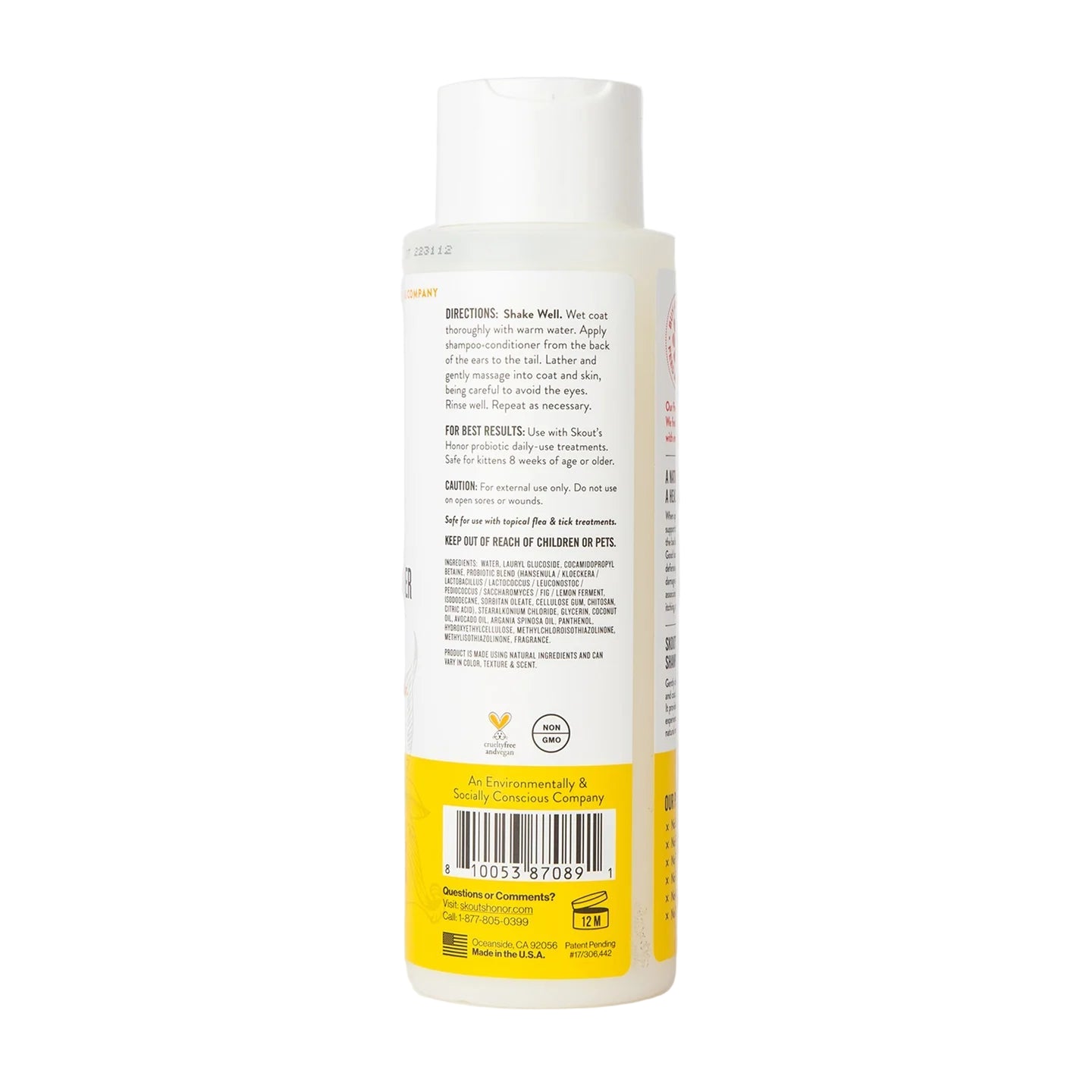 Skout's Honor Probiotic Cat Shampoo Honeysuckle