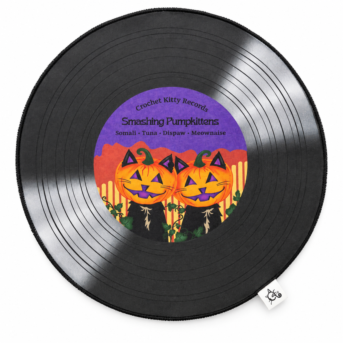 Crochet Kitty Halloween Record Mat - Smashing Pumpkittens