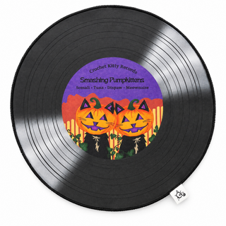 Crochet Kitty Halloween Record Mat - Smashing Pumpkittens