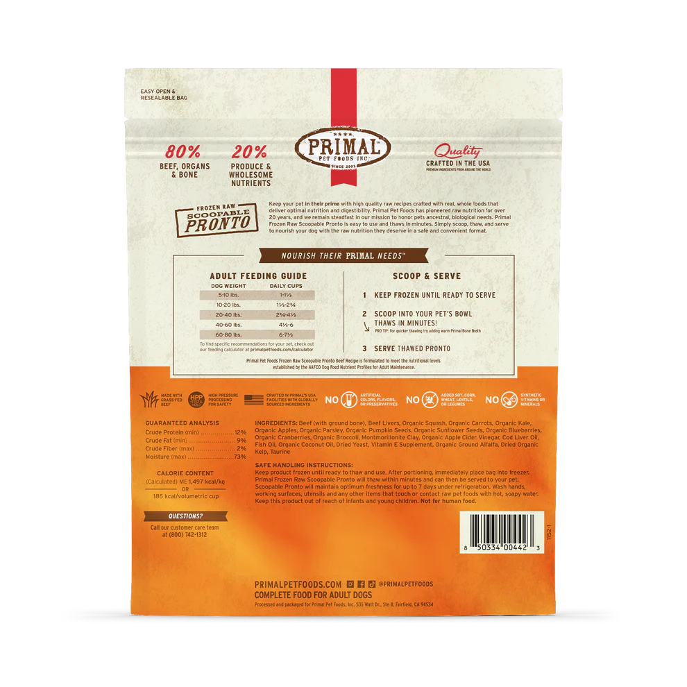 Primal Pronto Raw Frozen Beef