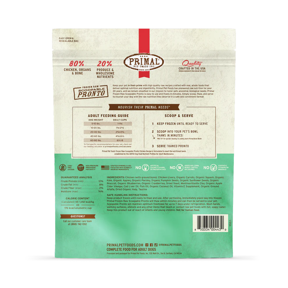 Primal Pronto Raw Frozen Chicken