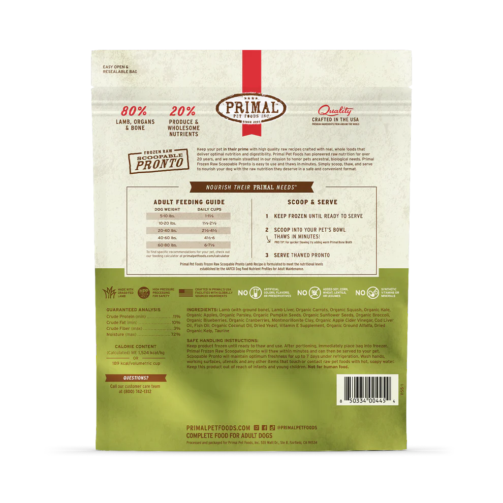 Primal Pronto Raw Frozen Lamb