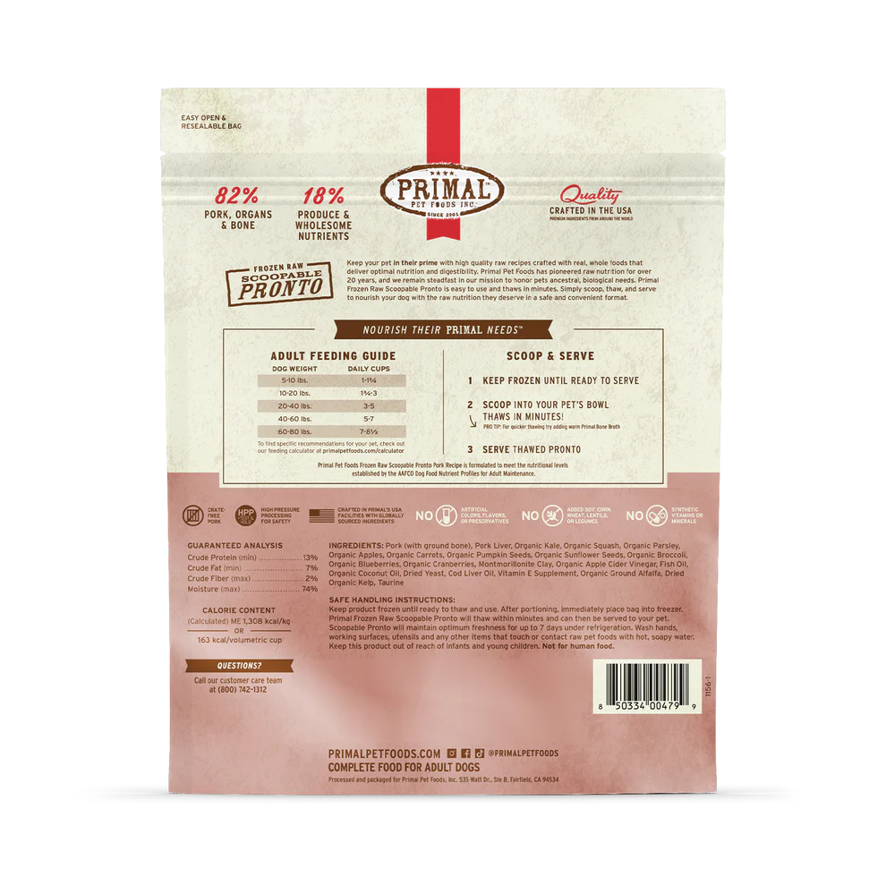 Primal Pronto Raw Frozen Pork