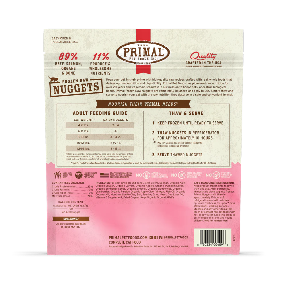 Primal Cat Frozen Beef & Salmon Nuggets