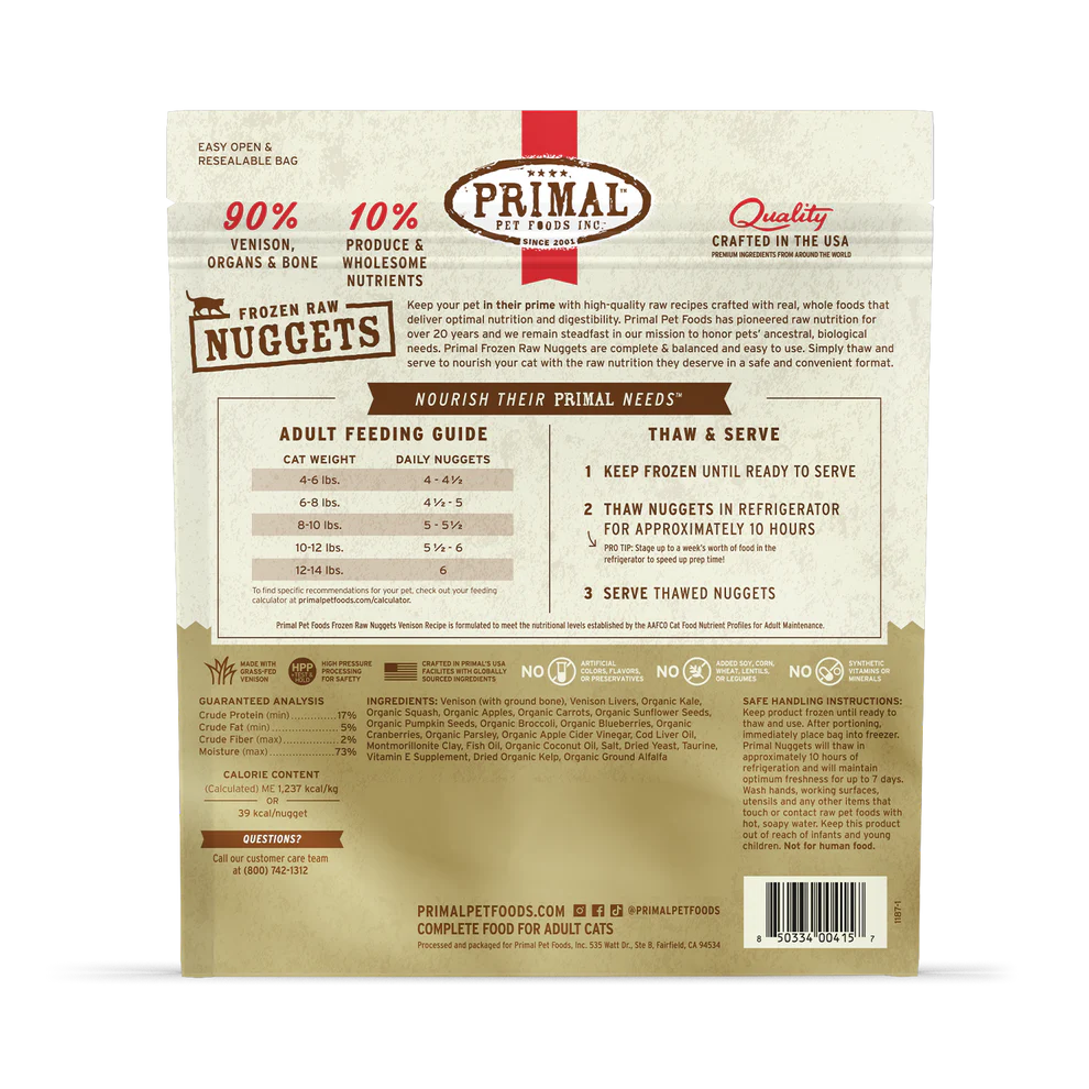 Primal Cat Frozen Venison Nuggets