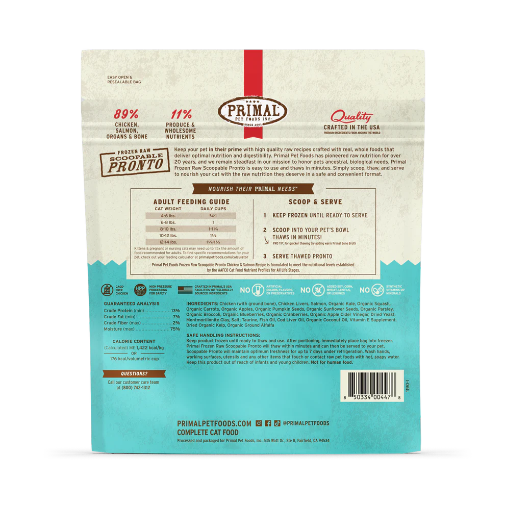 Primal Cat Frozen Pronto Chicken & Salmon
