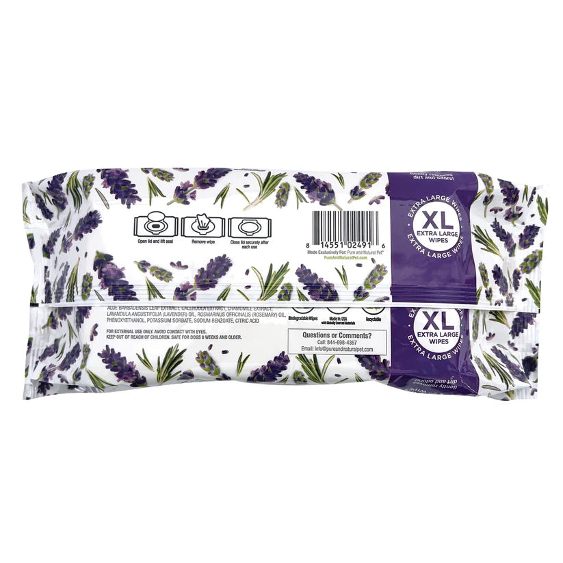 Pure and Natural Pet Grooming Wipes Lavender Rosemary