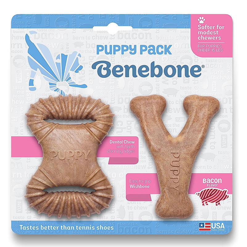 Benebone Puppy Pack Bacon Wishbone & Dental Chew