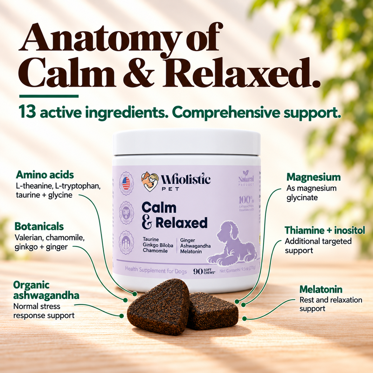 Wholistic Pet Calm & Relaxed Soft Chews