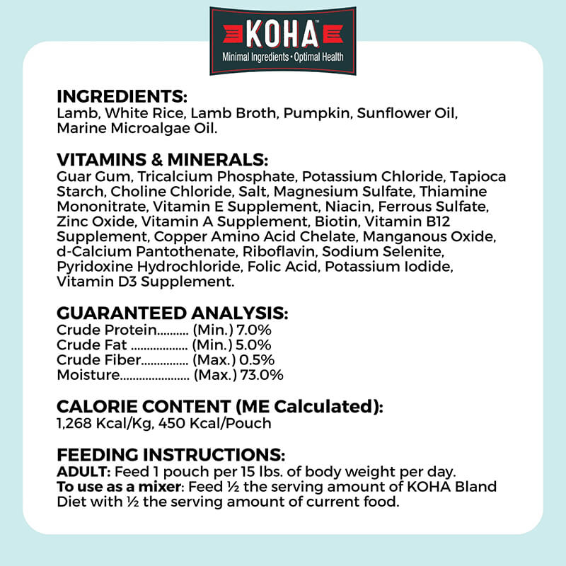 Koha Bland Diet Lamb & Rice