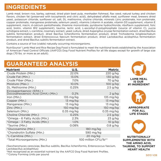 Nutrisource Lamb & Rice