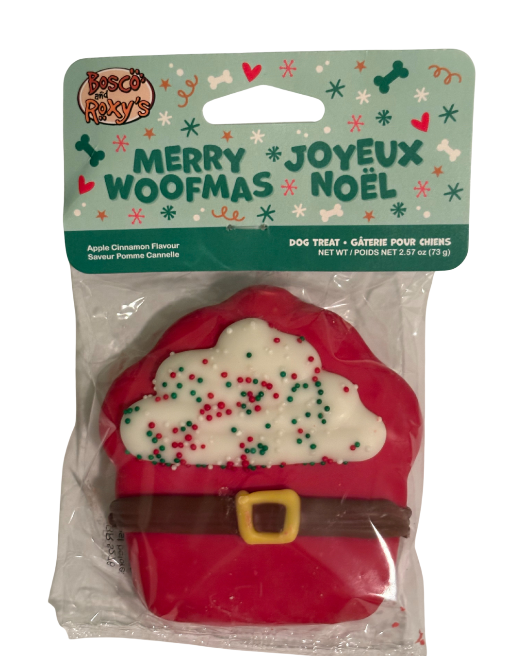 Bosco & Roxy's Merry Woofmas Santa Cupcake Cookie