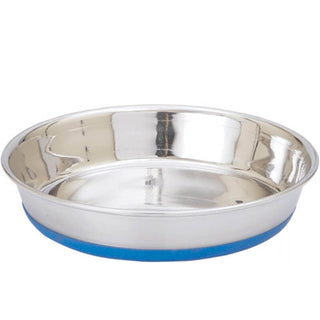Indipets Shallow Stainless Steal Pet Dish with Rubber Base
