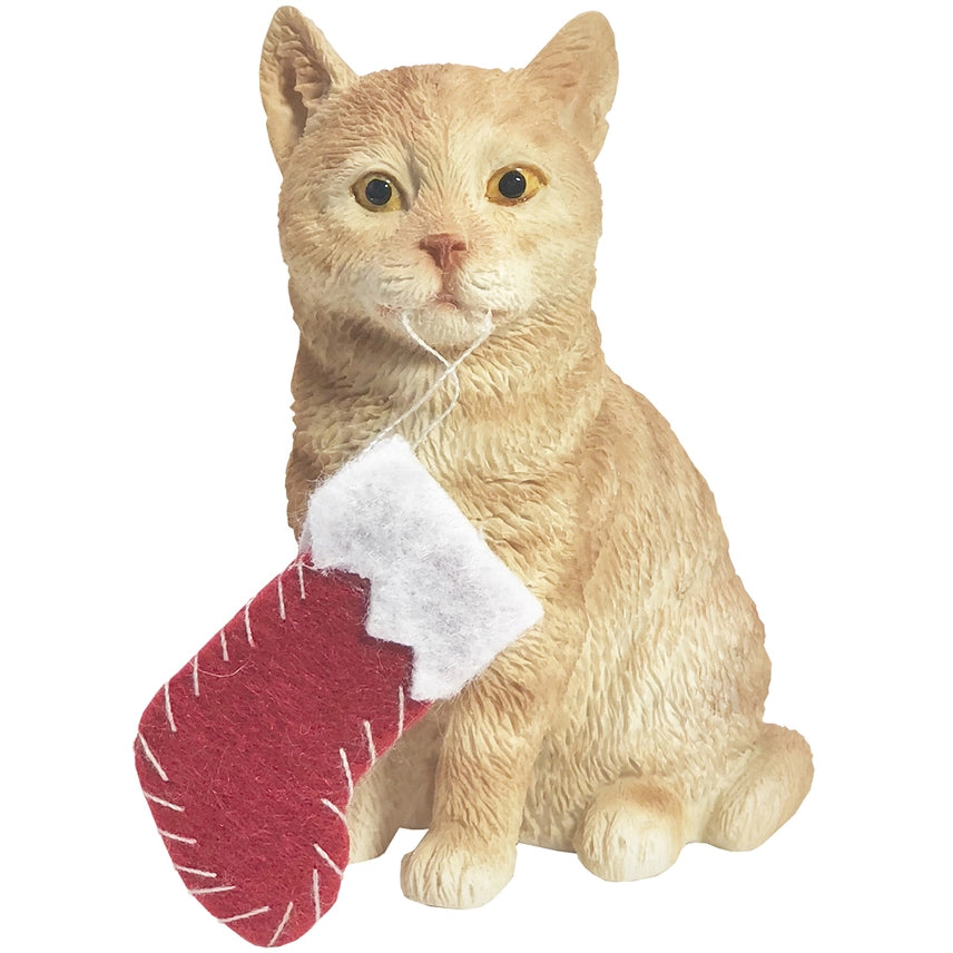 Sandicast Cat Ornament - American Shorthair, Ginger Tabby