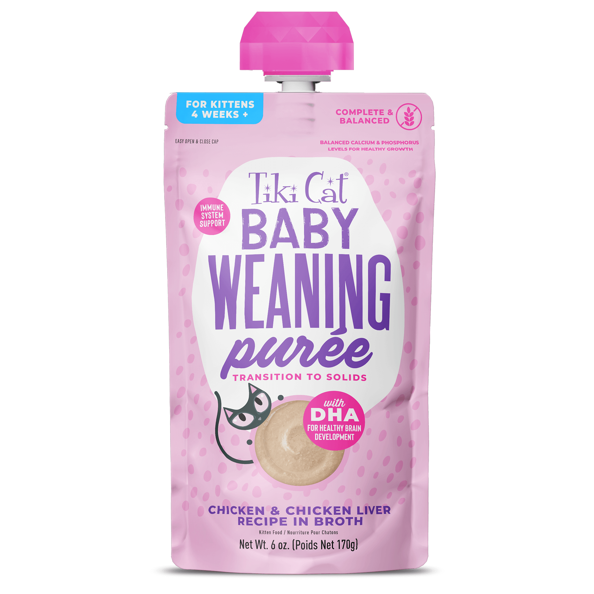 Tiki Cat Weaning Purée Chicken & Chicken Liver Recipe in Broth 6 oz Pouch