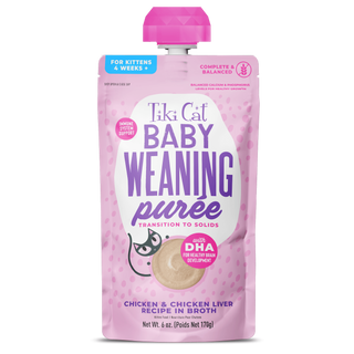 Tiki Cat Weaning Purée Chicken & Chicken Liver Recipe in Broth 6 oz Pouch