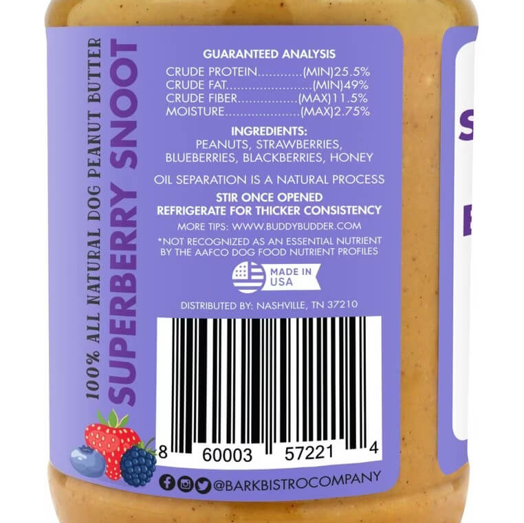 Bark Bistro Buddy Budder Superberry Snoot